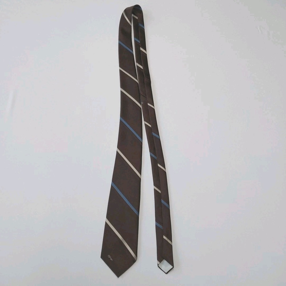 Vintage Allyn Saint George Stripe Tie Brown Teal 57" Long, Good Condition